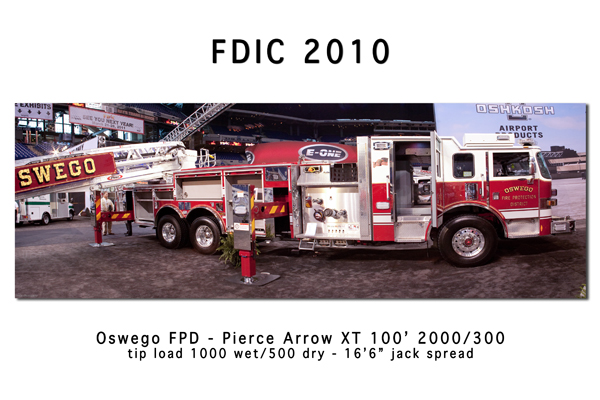 Oswego FPD Pierce Arrow XT 100' aluminum tower ladder