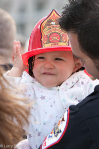 Wheeling Fire Department station dedication toddler fire helmet