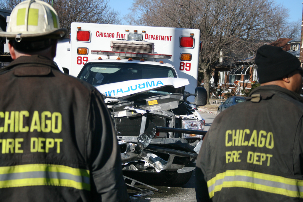 Chicago Fire Department Ambulance 89 traffic crash 74th & Morgan