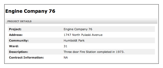 Chicago Fire Department Engine 76 station