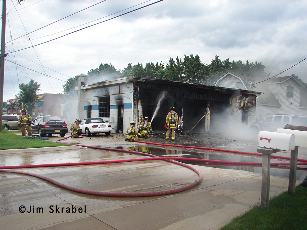 Troy Fire Department auto body shop fire on Cottage 6-27-11