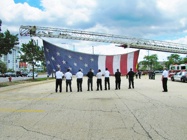 Skokie Fire Department flies the WTC Patriot Flag