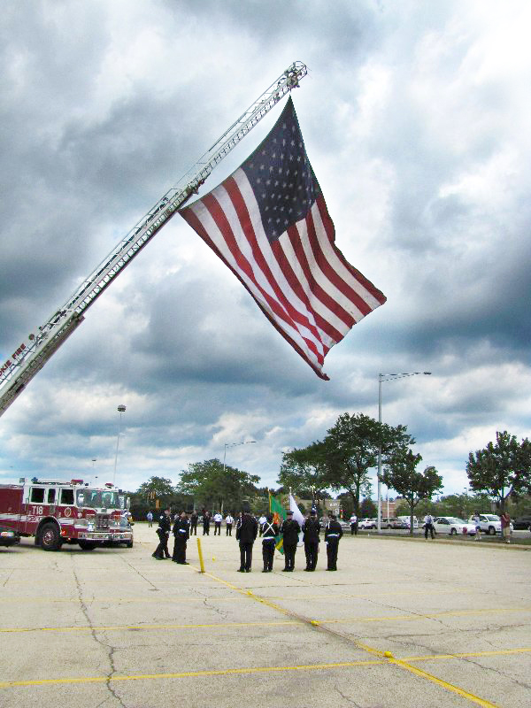 Skokie Fire Department flies the WTC Patriot Flag