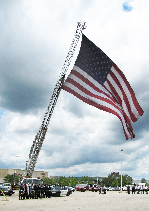 Skokie Fire Department flies the WTC Patriot Flag