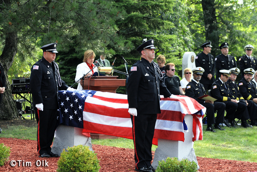 North Maine Fire Protection District 9/11 memorial ceremony world trade center steel