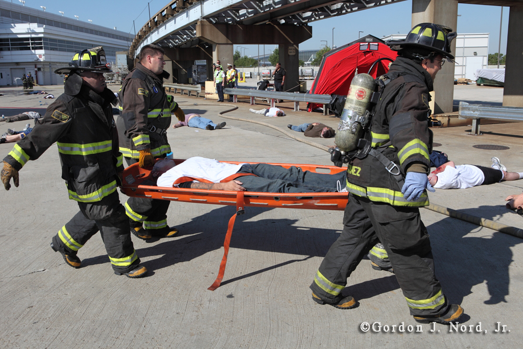 Chicago Fire Department disaster drill at O'Hare Airport