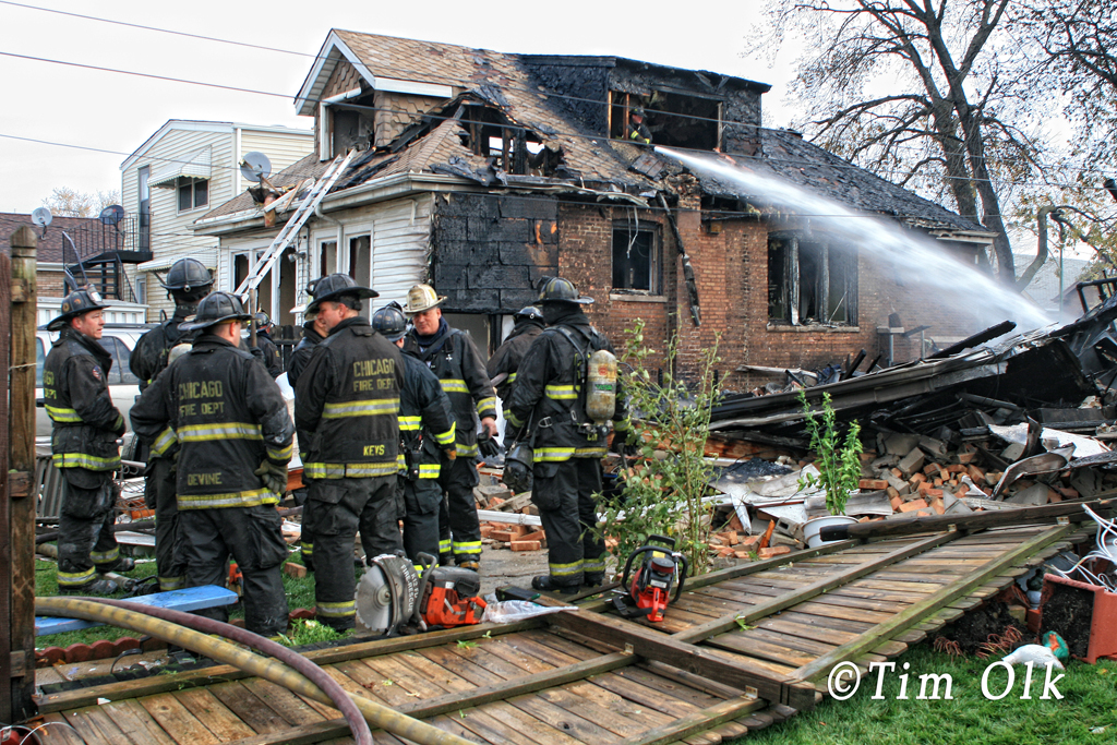Chicago Fire Department house explosion and fire 6600 block of Keating 11-13-11