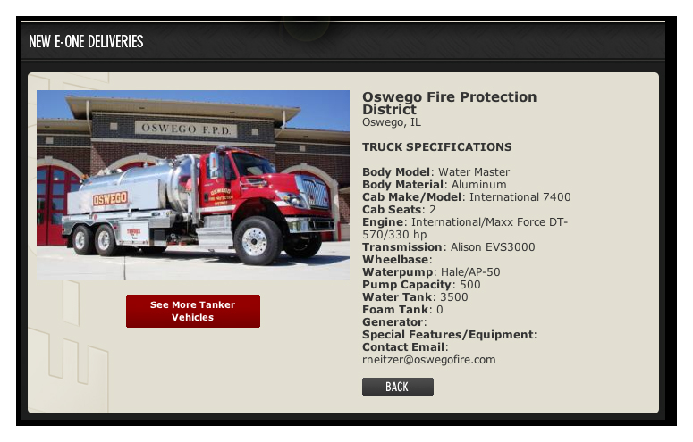 Oswego Fire Protection District Water Master tanker