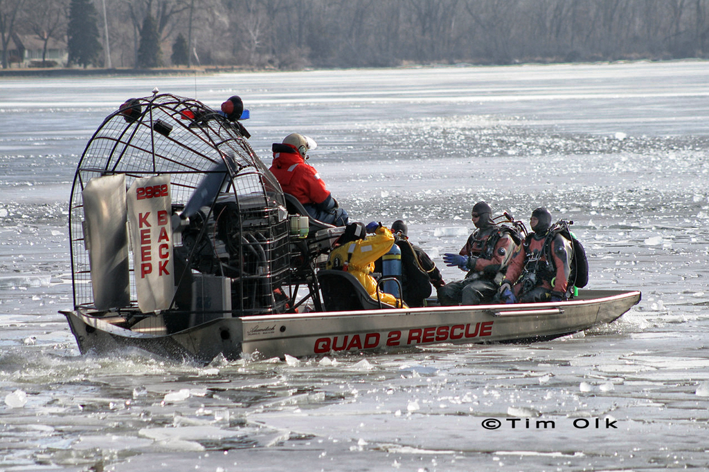 Fire department divers recover body of fisherman that fell through the ice 2-4-12
