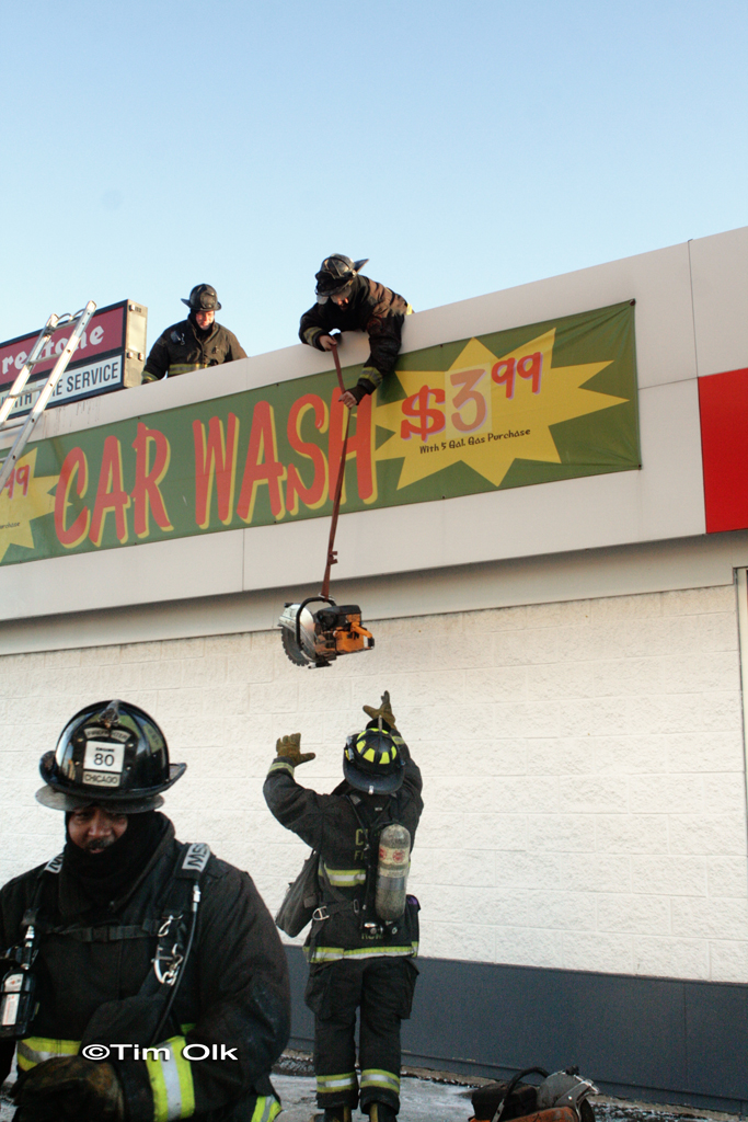 Chicago Fire Dept Working Gas Station Fire 864 E. 111th St 2-11-12
