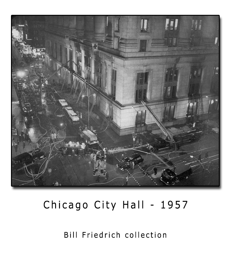 Historic photo of Chicago Fire Department City Hall Fire 1957