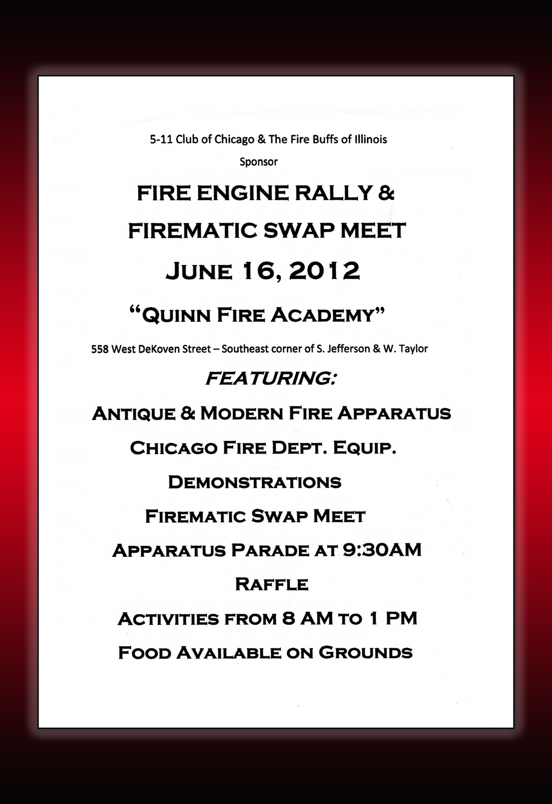 Chicago Firematic Swap Meet