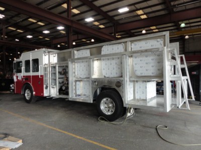new Carpentersville Fire Department engine in production at Ferrara Fire Apparatus