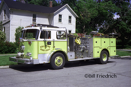Palatine Fire Department Engine 14, a 1974 Seagrave PB Series with 500 gallons of water and a 1,500-GPM pump. Bill Friedrich photo