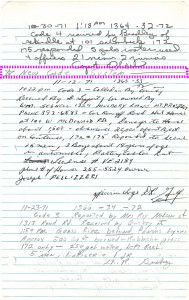 Prospect Heights Fire District history log book entry