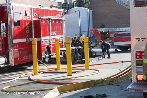 confined space recovery of worker from chemical storage tank in Wheeling IL 11-29-12