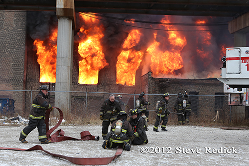 Chicago 4-11 Alarm massive fire at commercial warehouse facility 12-29-12 at 2444 S. 21st Street