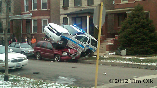 A Chicago Police officer and a civilian were both injured in a crash this afternoon in Logan Square. 
