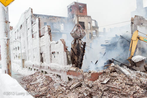 demolition of building destroyed by fire