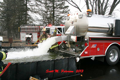 water tanker shuttle at fire scene