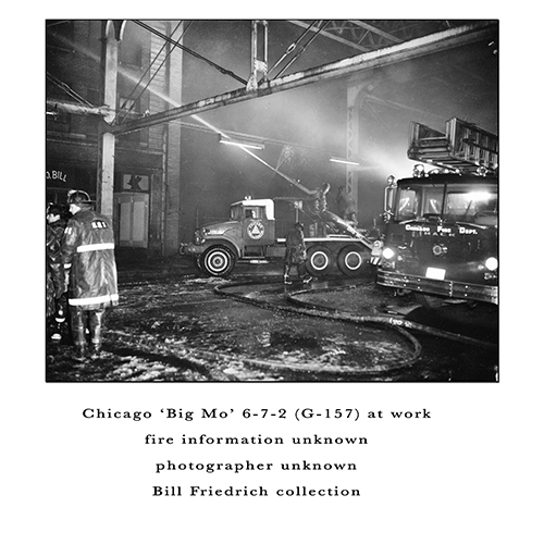 Chicago FD Turret Wagon 6-7-2 Big Mo working at a fire