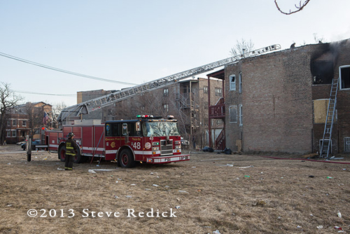 Chicago FD at the scene of a vacant building fire