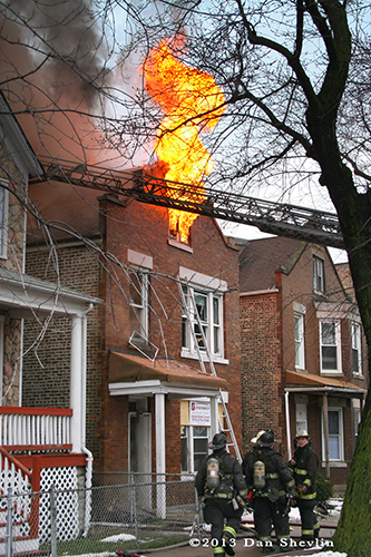 Chicago Fire Department raging house fire