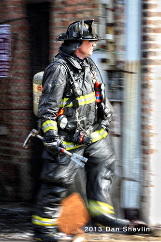 Chicago fireman at fire scene
