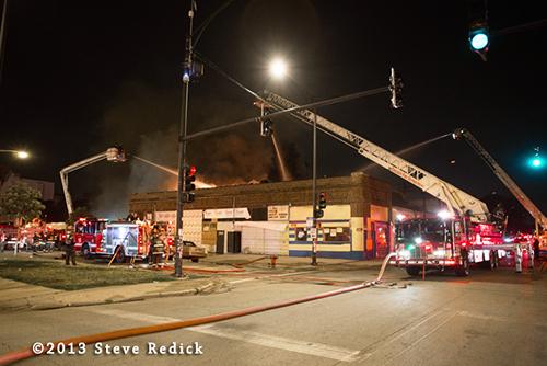nighttime fire in Chicago