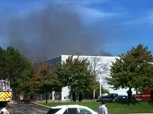 warehouse fire in Northbrook