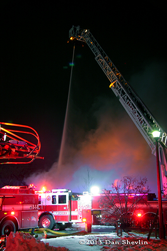 Skokie Fire Department battles cold night fire
