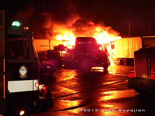 truck trailers burn in Forest View