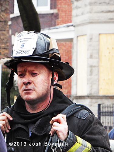 Chicago fireman with dirty face
