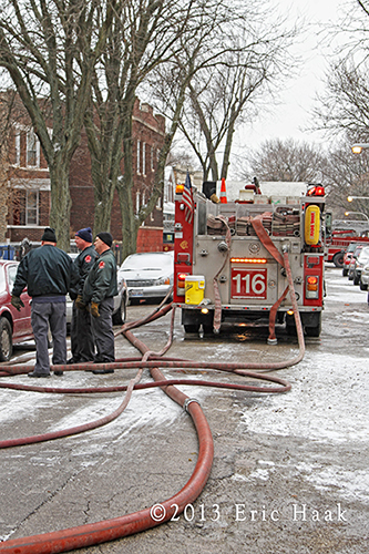 Chicago firefighters battle fire on Christmas day