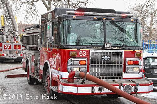 Chicago fire engine at fire scene