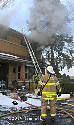 Highland Park firefighters fight house fire 1-15-14