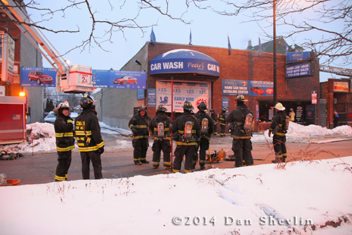 Chicago winter fire scene 