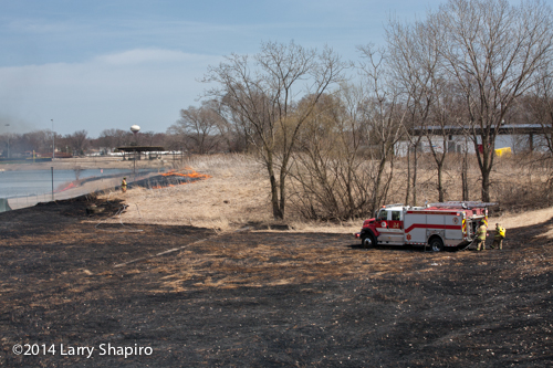 large burned area after grass fire