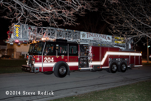 Tinley Park fire engine at fire scene