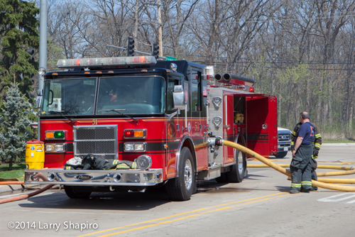 Pierce fire engine at fire scene