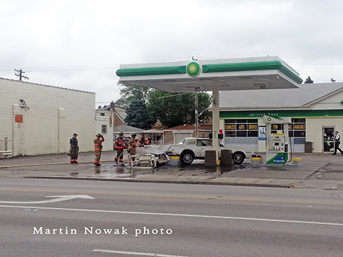 car crashes into gas station