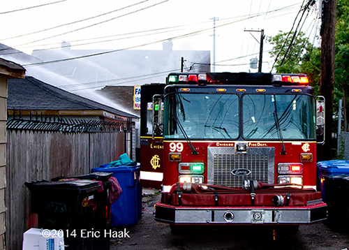 Chicago FD Engine 99 pumping at a fire