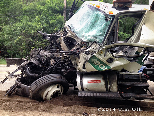 semi tractor demolished in crash
