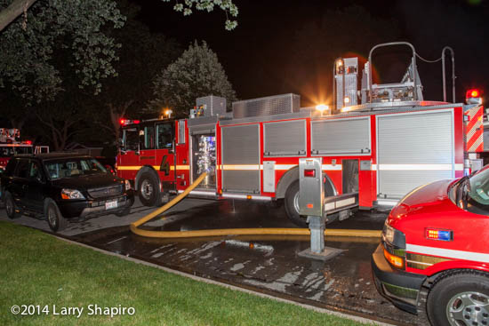 Smeal quint at night fire scene