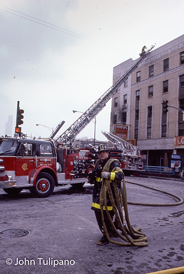 vintage Chicago fire scene photo