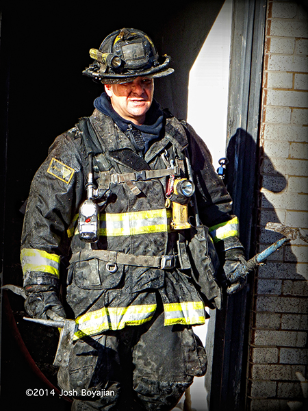 Chicago firefighter after battling a fire