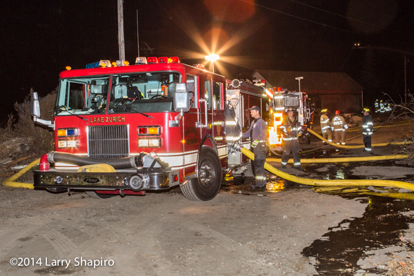 Pierce fire engine at night fire scene
