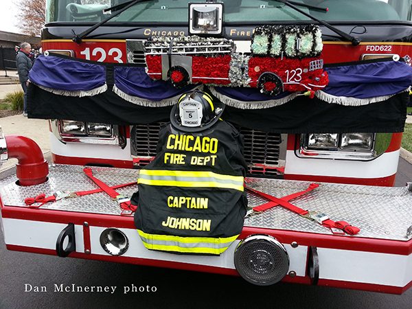 fire truck as caisson at funeral
