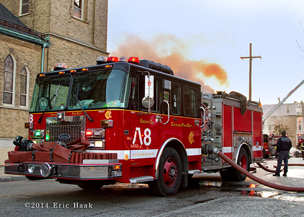 Chicago FD Engine 8 at a fire scene
