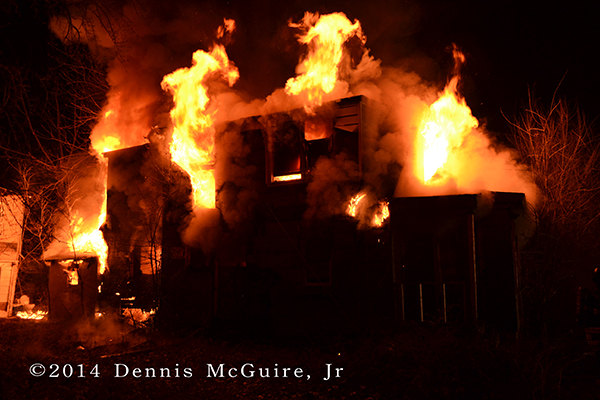 fully engulfed house fire at night